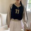 Youthful Girl Age-Defying V-Neck Color Block Sweatshirt - Spring/Autumn Fashion Top