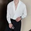 Spring and Autumn Fashion Advanced Loose Casual Business Flip Collar Double Breasted Buckle Solid Color Long Sleeved Shirt