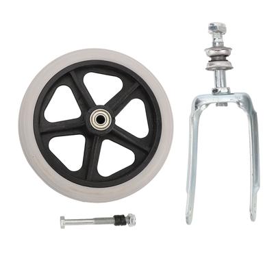 7 Inch Wheelchair Front Wheels with Front Fork Drive Steel Front Fork Wheel Replacement Part for