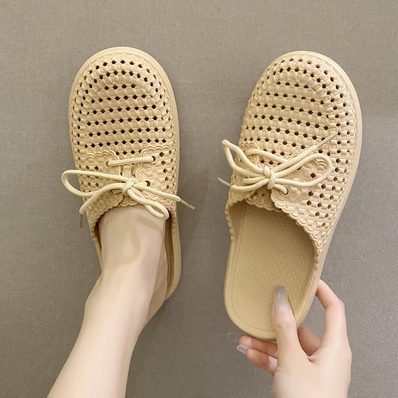 New summer cool slippers women's bag head lace-up outside wearing empty beach shoes sweet flat slippers