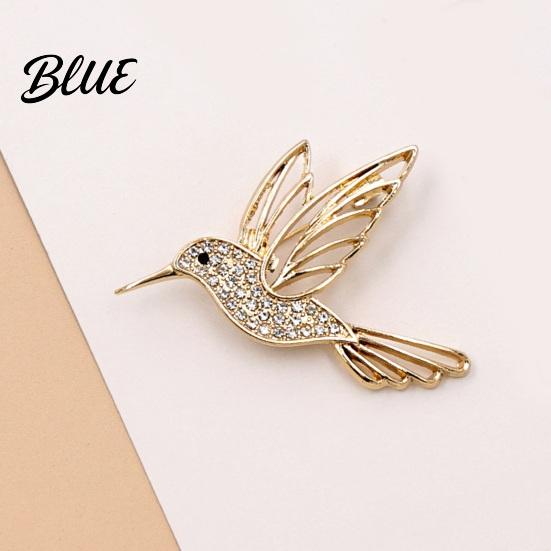 Vintage Alloy Brooch Bling Rhinestone Hummingbird Brooch  Hollow Flying Bird Jewelry Pin  Accessory for Coats Scarves Dresses Shirts Lapel Pin