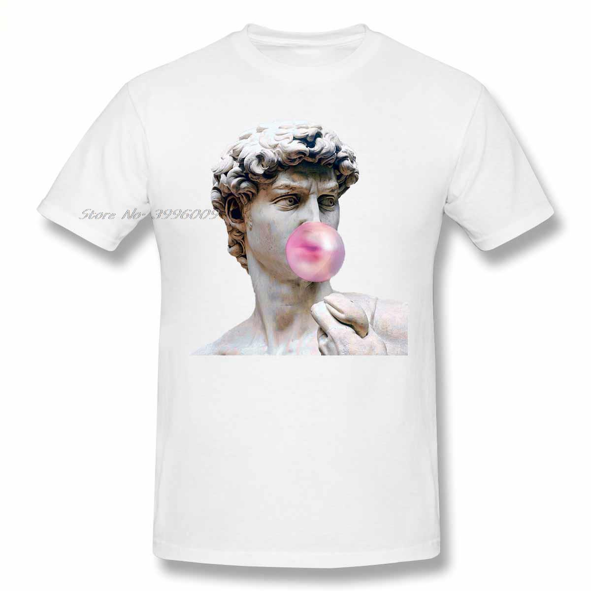 

Мраморная скульптура, статуя Давида, дующего розовой жвачкой, забавные футболки, женские футболки унисекс, хлопковые летние футболки, футболка с графикой 3XL