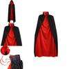 Vampire Cloak For Halloween Costume Red Black Fabric With Stand Collar For Adults