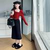 Mädchen Pullover mit Puffärmeln & Rock Set - 2025 Trendige Herbst/Winter Mode für Große Kinder