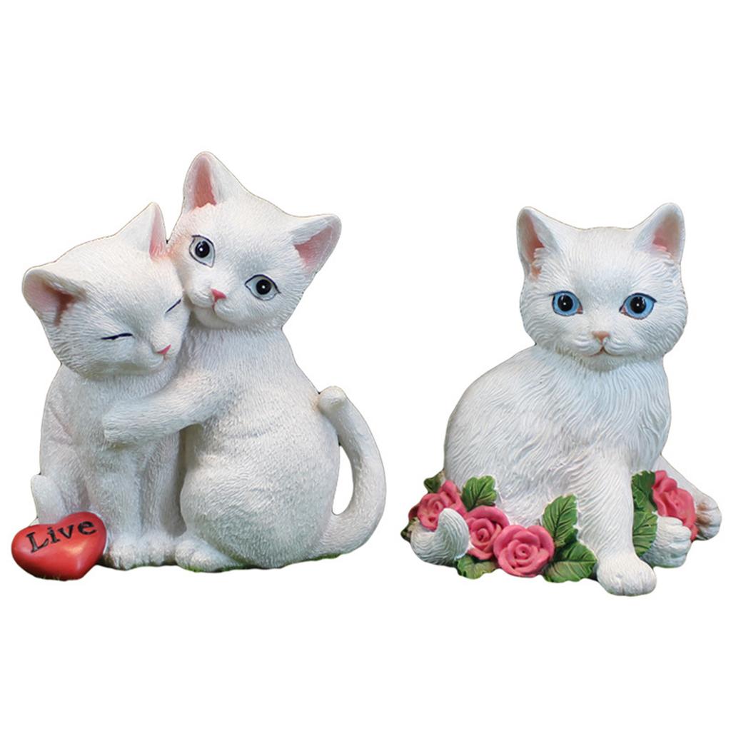 Mini Kätzchen Figur Skulptur Katze Paar Stil mit Rose Hof Haus Ornament Schlafzimmer Dekoration Geschenke für Familie Freunde