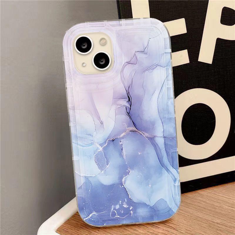 Purple Smudged Marble for iPhone17 Airbag Mobile Phone Case Apple 15promax Anti-drop 14/16