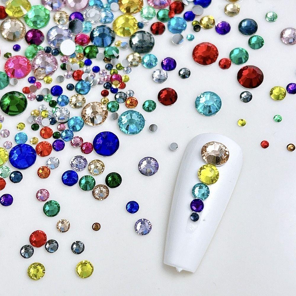1440 pcs Sparkle DIY Crystal Beads Nail Art Mix Color Glass Rhinestone Jewelry Accessory 3D Nail Sparkle Decoration Beauty Craft