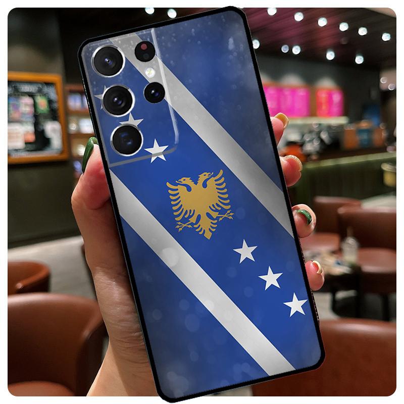 Kosovo National Flag Phone Case For Samsung Galaxy S25 S24 S23 S22 S21 S20 Ultra S9 S10 Plus S25 FE S24 FE Cover