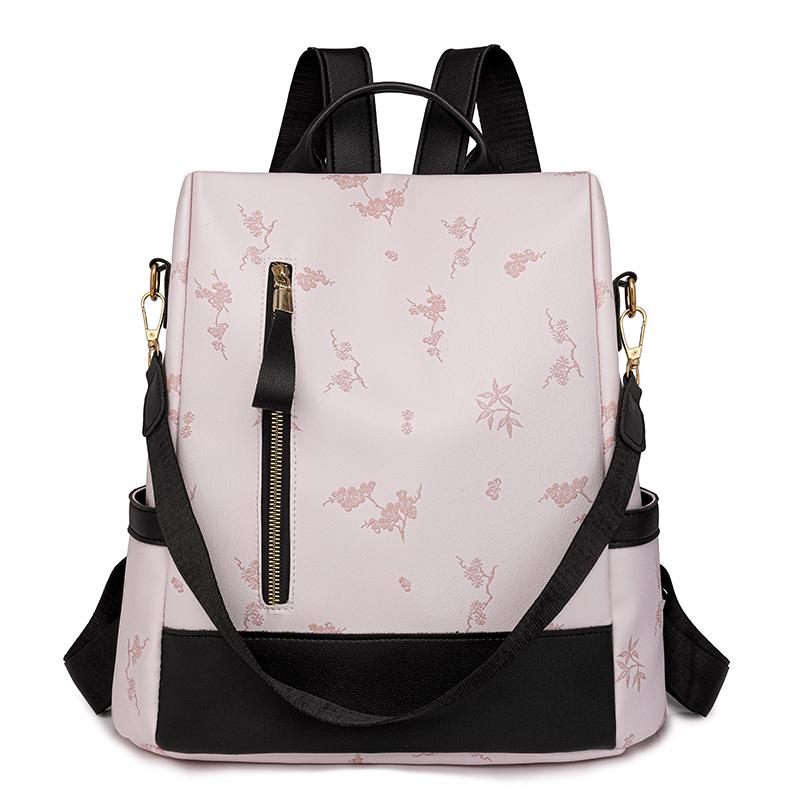 Rucsac din piele moale Geantă de călătorie de mare capacitate imprimată pentru femei