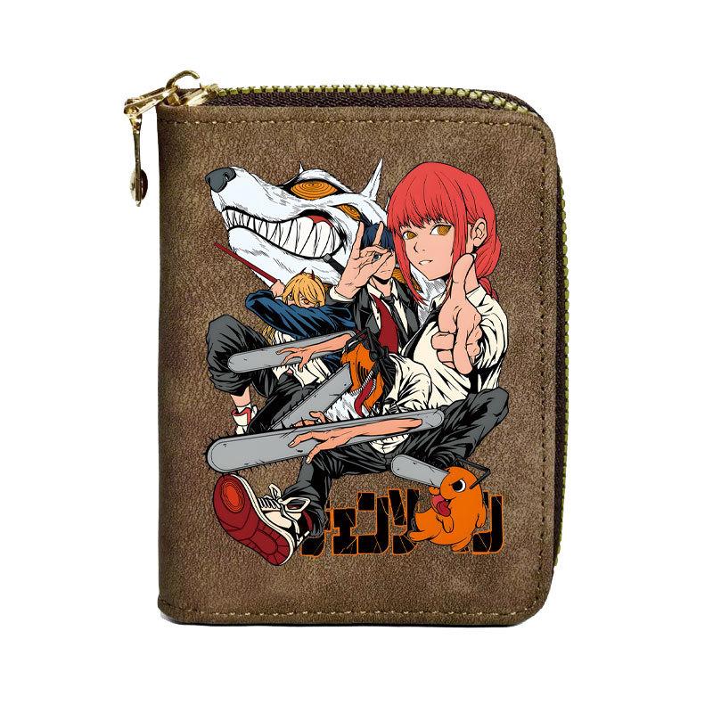 Chainsaw Man Zipper PU Wallet Short Multiple Card Slots Purse