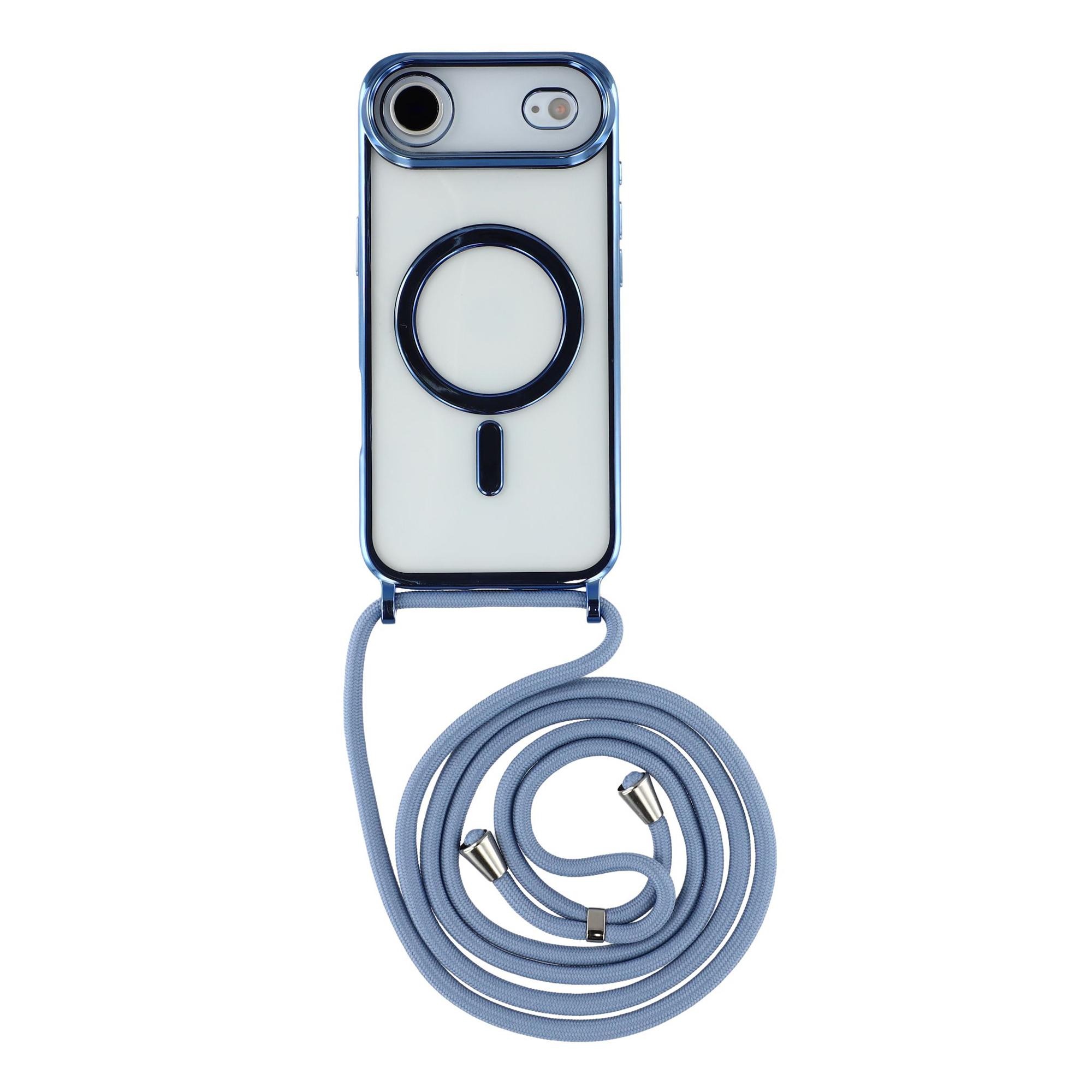 

Для iPhone 17 Air Магнітний чохол Гальванізований край TPU Чохол для телефону з плечовим ремінцем Blue