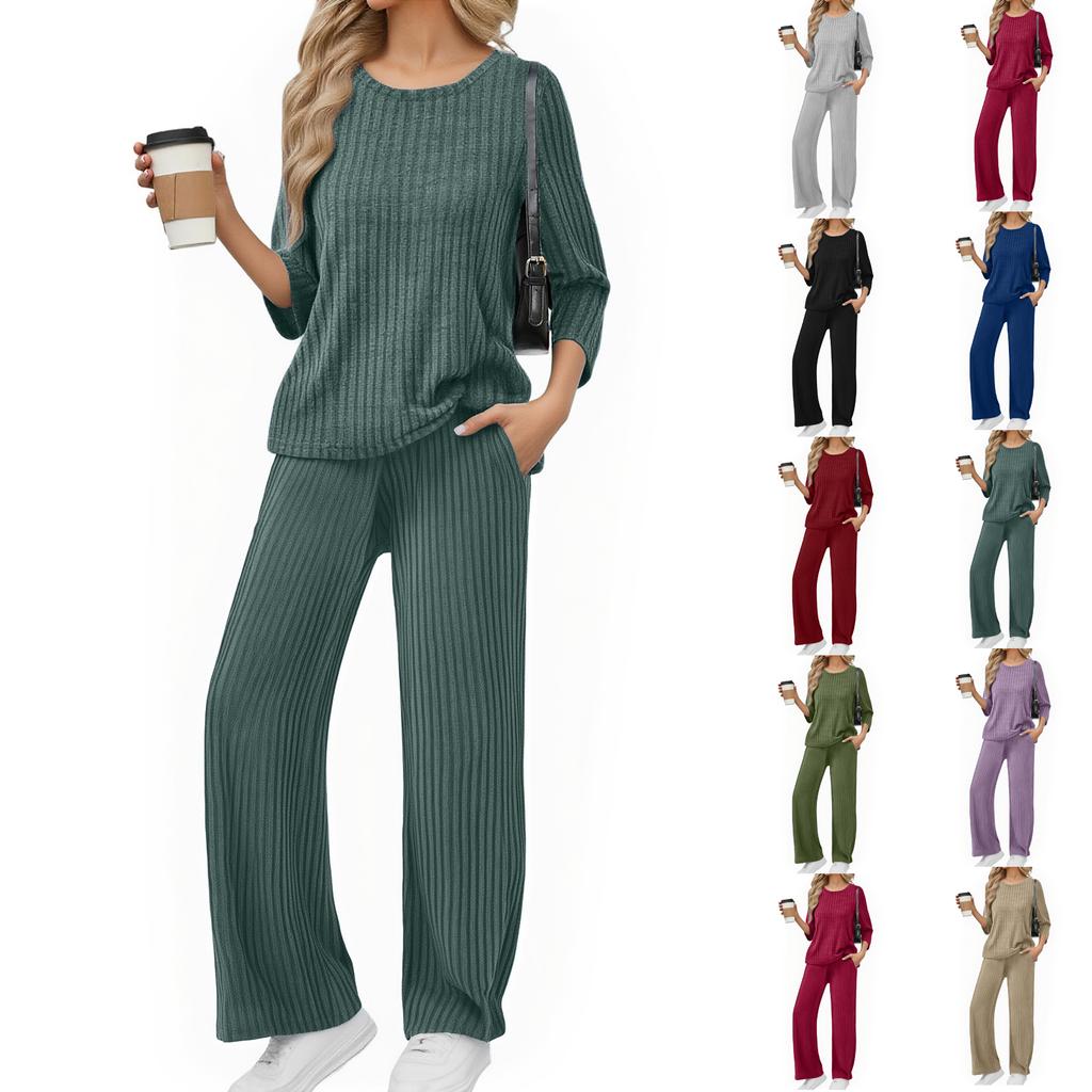 Women's Casual Fashion Comfortable Tops And Pants Home Pajamas Set