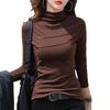 Thick Stylish Double-Sided Fleece Plus Size Women Top Spring Autumn New German Velvet Half Turtleneck Slim Fit Base Shirt