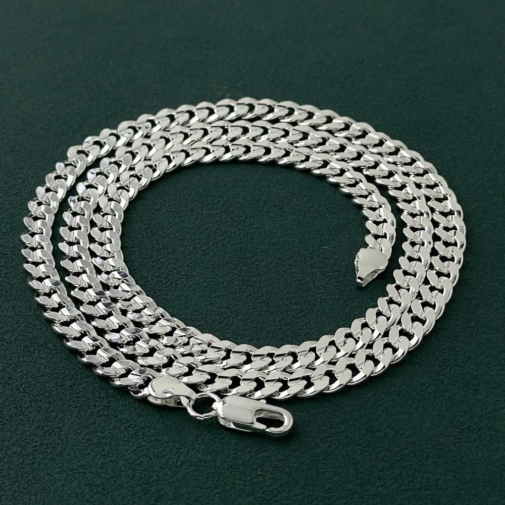2026 Jewelry Copper Plated 925 Silver 7MM Side Concave Necklace 7MM*50CM