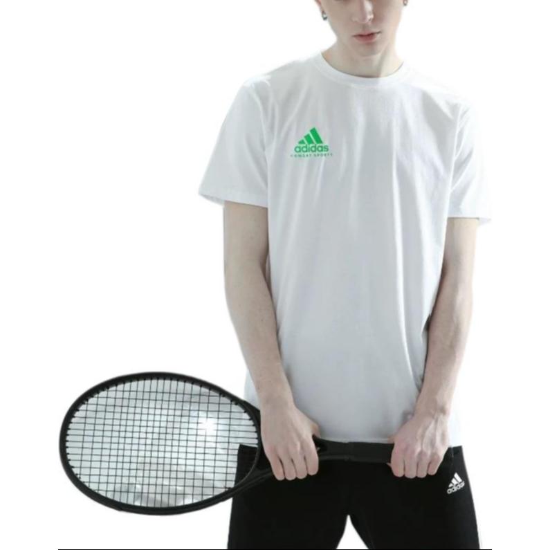 New Adidas T Shirts Men's White With Green Logo ADICSTS06P-WCN