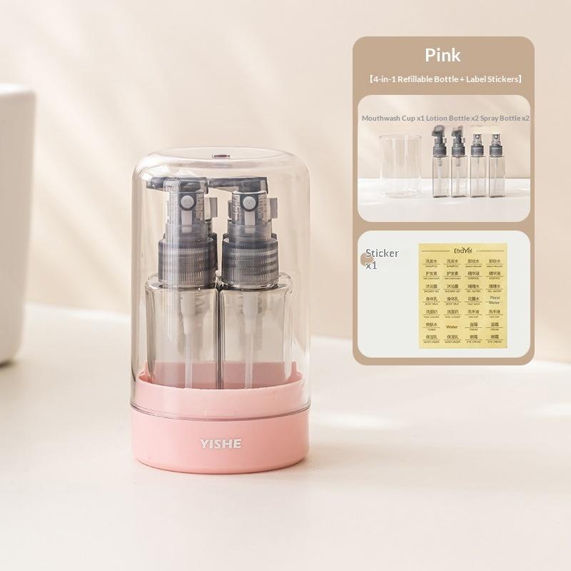 4-In-1 Travel Split Bottle Set Empty Reusable Cosmetics Bottles Leak Proof Containers For Toiletries Water Cream Spray Bottle