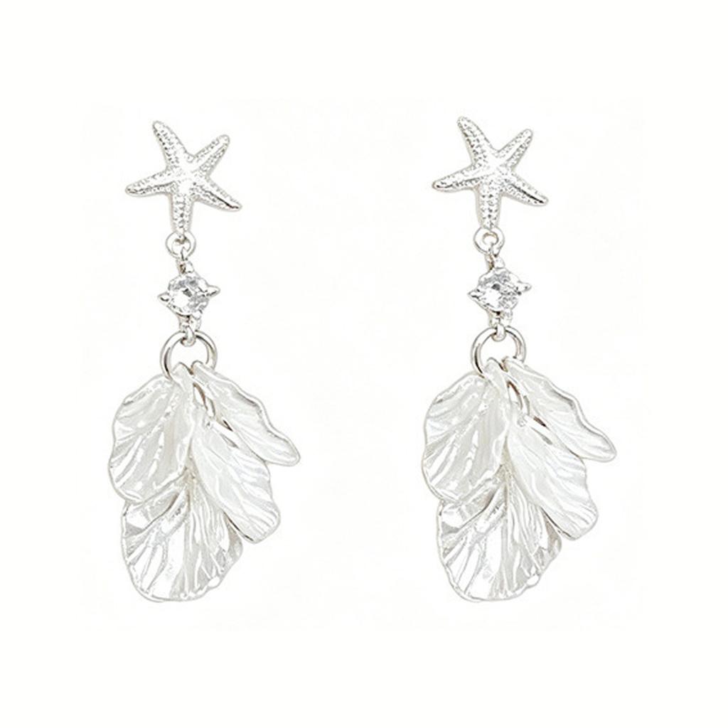 Holiday style starfish shell petal fringed earrings women's light luxury high-end earrings unique and beautiful atmosphere earrings