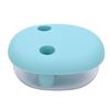 2-in-1 Snack Fingerbehälter Silikon Fingerdeckel Tragbar Auslaufsicher Freihändig Snackbehälter Blau