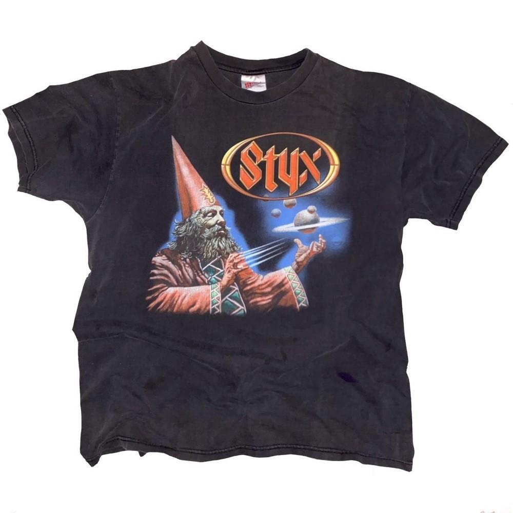 Черная хлопковая футболка в винтажном стиле группы Styx, унисекс, для концерта, S-5XL, SG880, унисекс футболка S