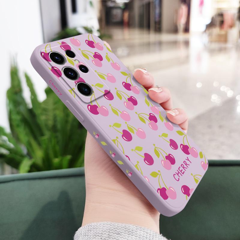 

Purple Cherry Phone Case For Samsung Galaxy S25 S24 S23 S22 S21 S20 S10 S10E Ultra Plus FE Note 20 Ultra Plus Cover Galaxy S22 світло-фіолетового кольору