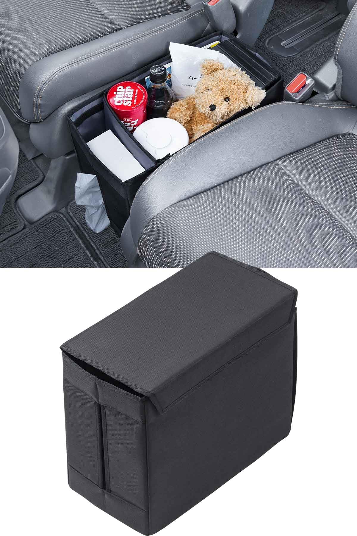 

Sanwa Direct Universal Console Box, 18.5cm Wide, with Tissue Box, Foldable, Car Trunk Storage Box, Medium Size, with Lid, 200-CARBG007