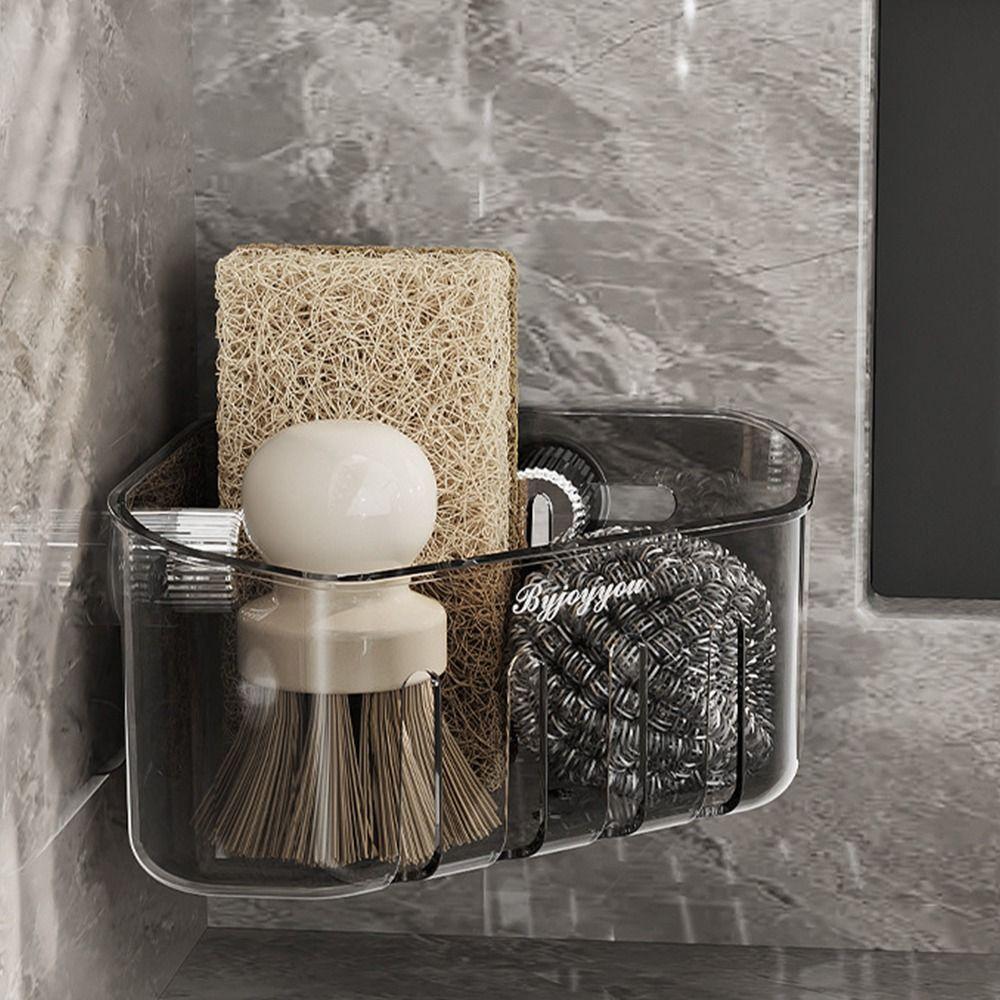 Multi Functional Bathroom Suction Cup Corner Shelf Wall Mounted Soap Drying Rack  Kitchen Supplies
