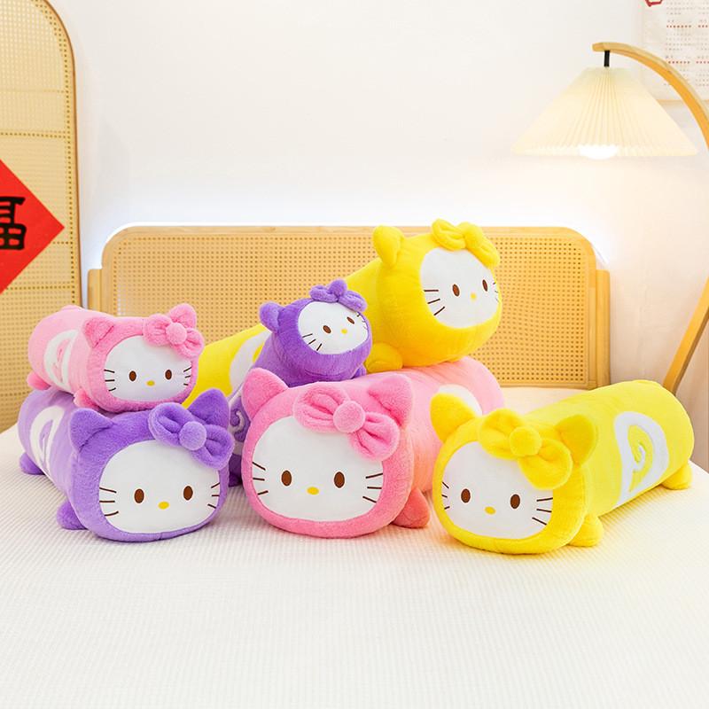 Swiss Roll Kt Cat Plush Pillow With Pp Cotton Filling For Kids And Adults