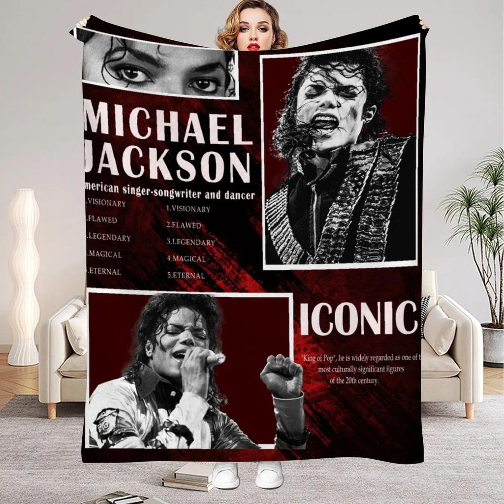 Michael-Jackson Ρετρό Εκτύπωση HD Κουβέρτα Μαλακή Ρίχτρα για Σπίτι Υπνοδωμάτιο Κρεβάτι Καναπέ Ταξίδι Γραφείο Μονόχρωμη Κάλυψη Κουβέρτα Ενήλικες