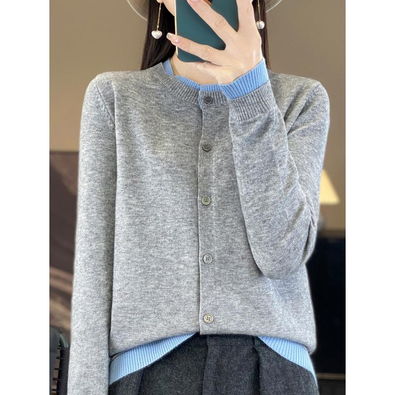 

DAFIFY Женская мода повседневная осень-зима однотонный принт длинный рукав О-образный вырез свитера M серо голубой