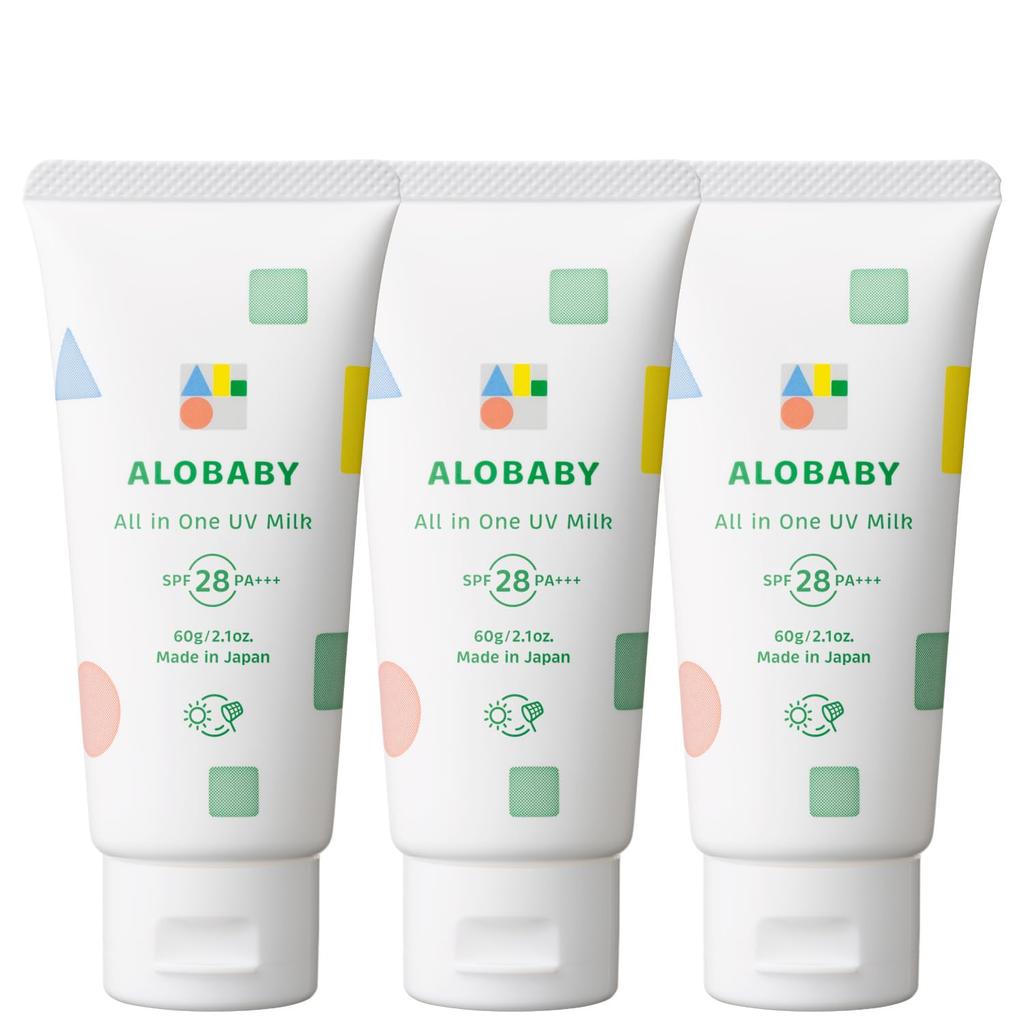 Alobaby UV Milk UV UV Milk x 3 All-in-One Sunscreen, DEET-Free, Absorber-Free, Baby-Friendly, Additive-Free, Organic, Chemical-Free (All-in-One