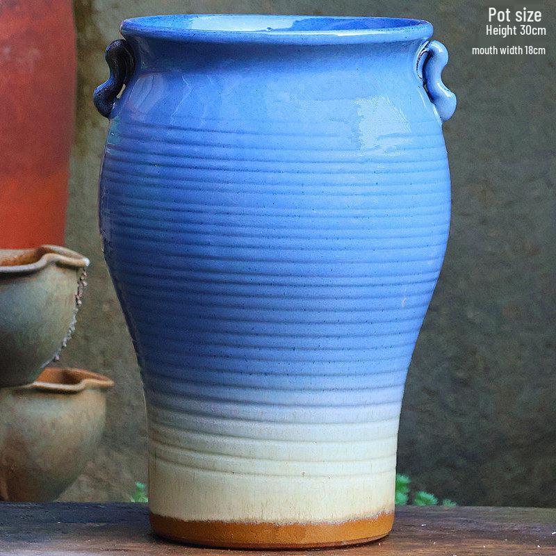 Handmade Large Purple Clay Ceramic Pot for Succulents and Bougainvillea – Breathable, Coarse Pottery Design for Living Room.