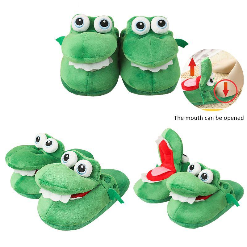 Fun Crocodile Plush Cotton Slippers Soft Non-slip Home Footwear