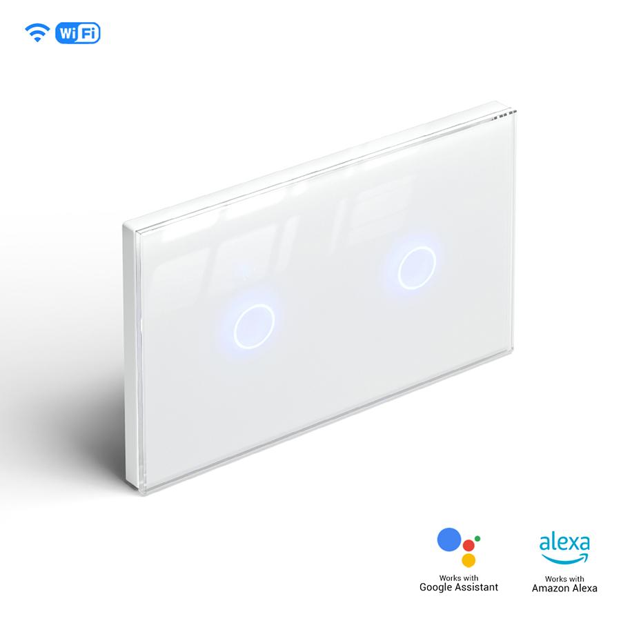 Flush Mounted Double Smart Home Light Switch Black White Tempered Glass Wifi 2.4GHz Wall Switch Neutral Wire or Capacitor