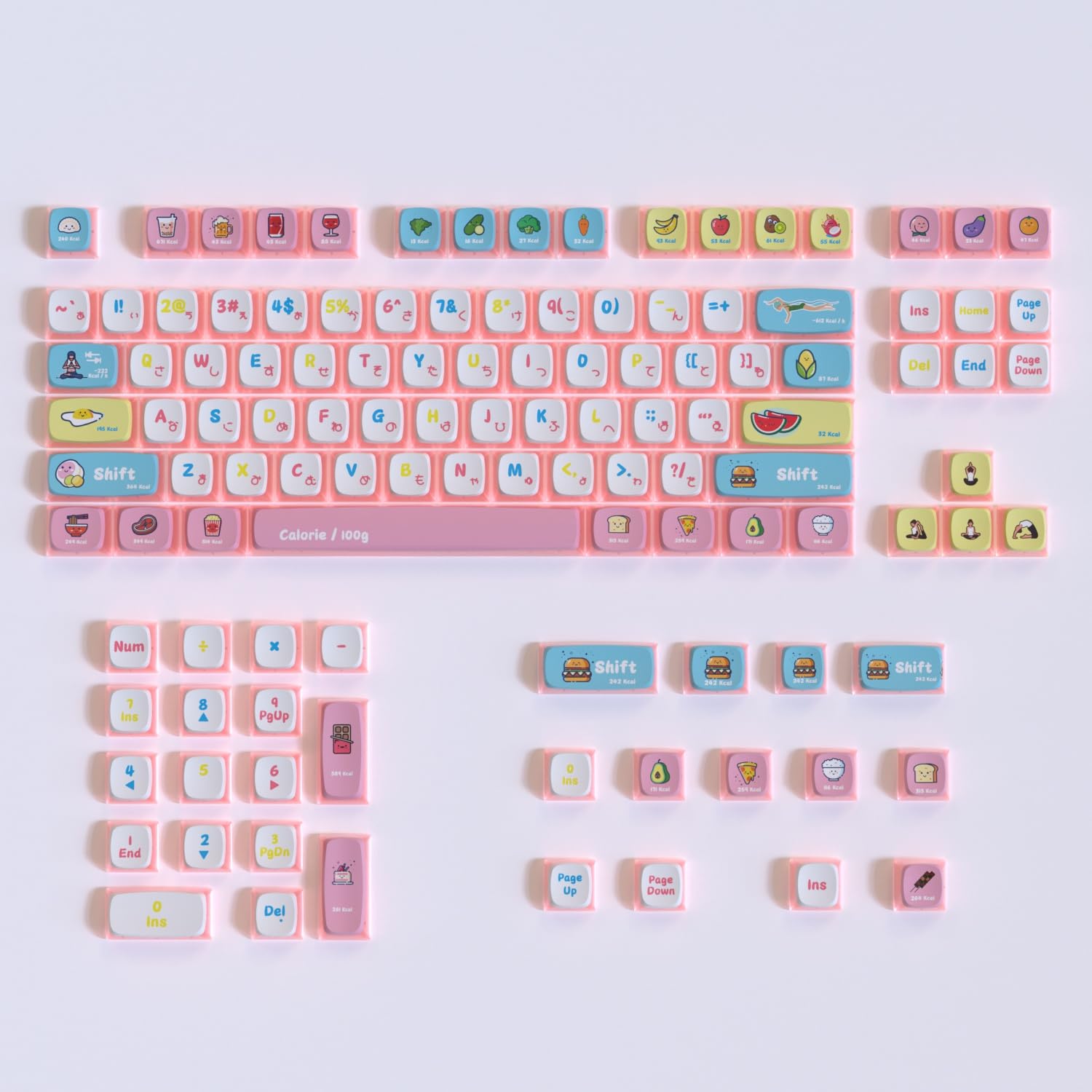 

PBT Heat Keycap Japanese Translucent Pudding Set for Mechanical Original Theme Popular Gift for Anniversaries Dye-Sublimation Set, Layout, Design,