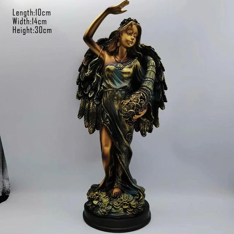 Ancient Greek Goddess of Wealth Resin Sculpture Retro Office Lucky Decoration Attracting Wealth Home Decoration Ornaments Gifts