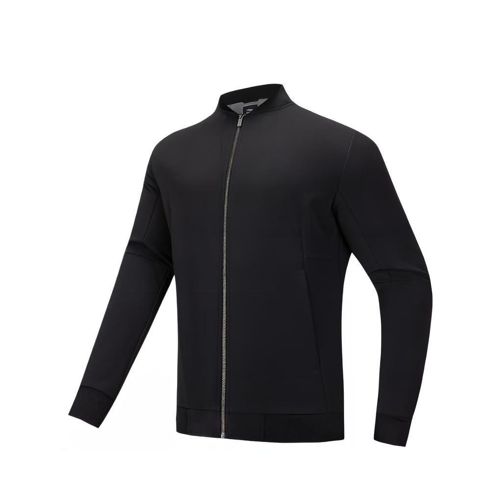 Anta Elite Series Mens Training Solid Color Zipper Comfortable Breathable Versatile Jacket Men jackets Basic-Black 952517602-2