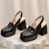 Women's high-heeled sandals spring and summer new waterproof table thick heel large size solid color bag head sandals