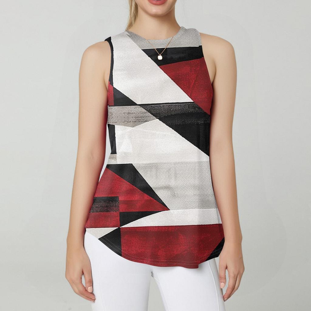 Women's Fashion Casual Sleeveless Vest Vintage Print -neck Sleeveless Top