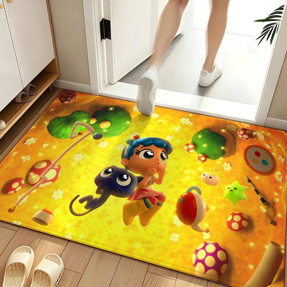 Cartoon T-True Floor Mat Soft Flannel Floor Mat Suitable for Entryways, Living Rooms, Bedrooms, and Bathrooms