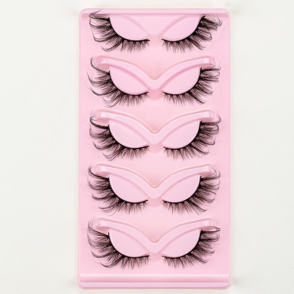 

5 пар ресниц кошачий глаз, искусственные норковые ресницы, натуральные длинные, с крыльями на концах, удлиненные ресницы, накладные ресницы, наращивание ресниц 5 pairs K01