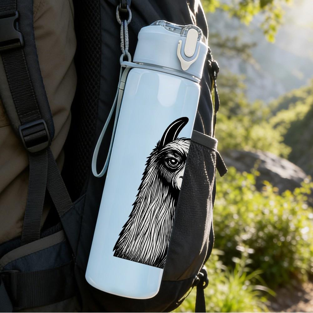 1PC Llama Middle Finger Art 750ml Color Plastic Sports Water Bottle Leakproof Flip Straw Lid Suitable for Sports Office Home Use