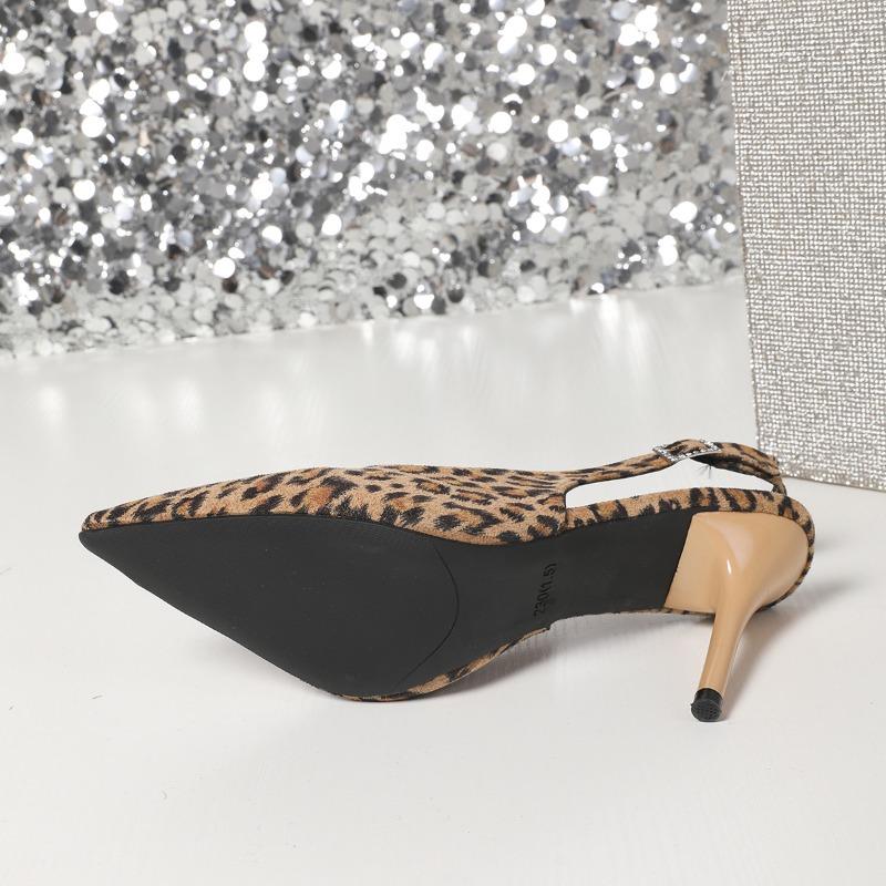 Fashion Casual Party Dress Leopard Print Women's Sandals 2024 Trend Summer Sexy Pointed Toe Simple Color High Heels Outdoor Shoes Woman