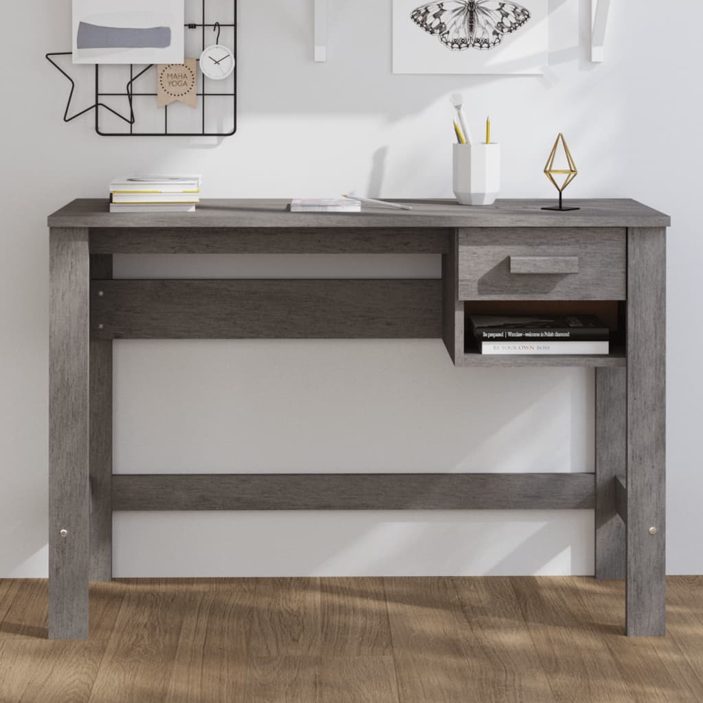 HAMAR Desk Light Grey 110 X 40 X 75 Cm Solid Pine Wood