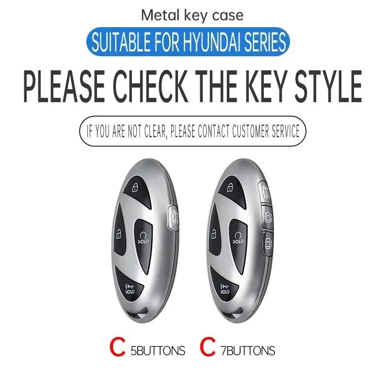 Alloy+Leather Car Key Case Key Cover Shell Fob Holder for New Kona SX2 for Hyundai IONIQ 6 New Grand Prix GN7 Car Accessories