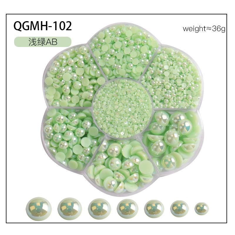 Nail Art Jewelry 7 Grid Plum Blossom Nail Art Pearl Abs Half-Sided Pearl Flat Bottom Diamond Nail Art Decoration