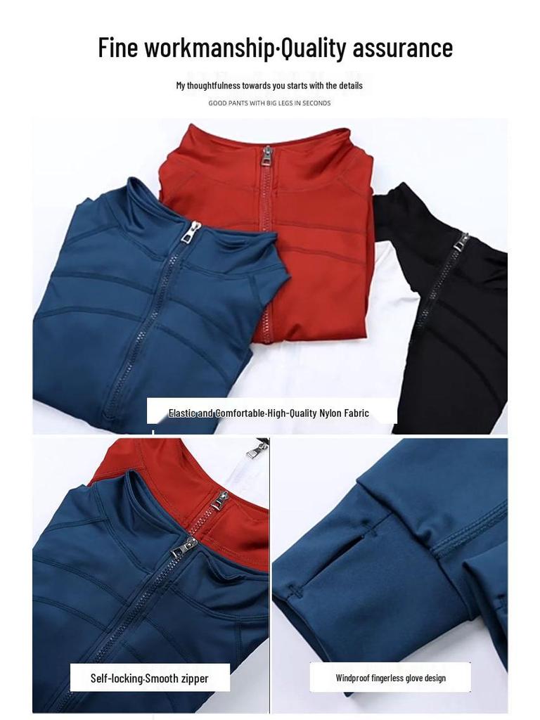 Women's Slim Fit Stand Collar Yoga Wear Long Sleeve T-Shirt - Stylish & Elastic for Autumn