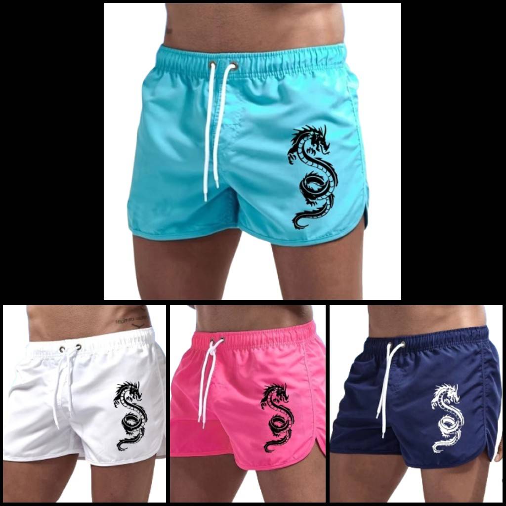 Print Shorts Colorful Chinese Dragon Goth Dark Gothic Training Muay Thai Kickboxing Boxing MMA Unisex Gym Fitness Workout Quick Dry Drawstring Waist