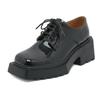 Fashion 2024 Spring and Autumn New Wedge Heel Thick Sole Square Head Front Lace-up Thick Heel Shoes Fashion Stitching Shoes for Women