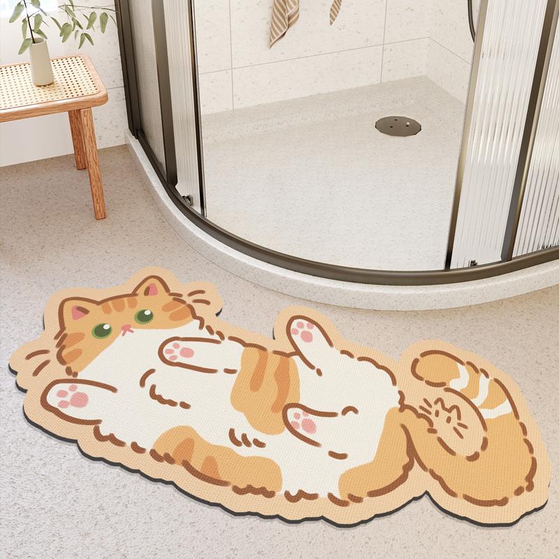 Cartoon diatom mud door mat, bathroom door foot mat, shower room water-absorbing quick-drying non-slip mat