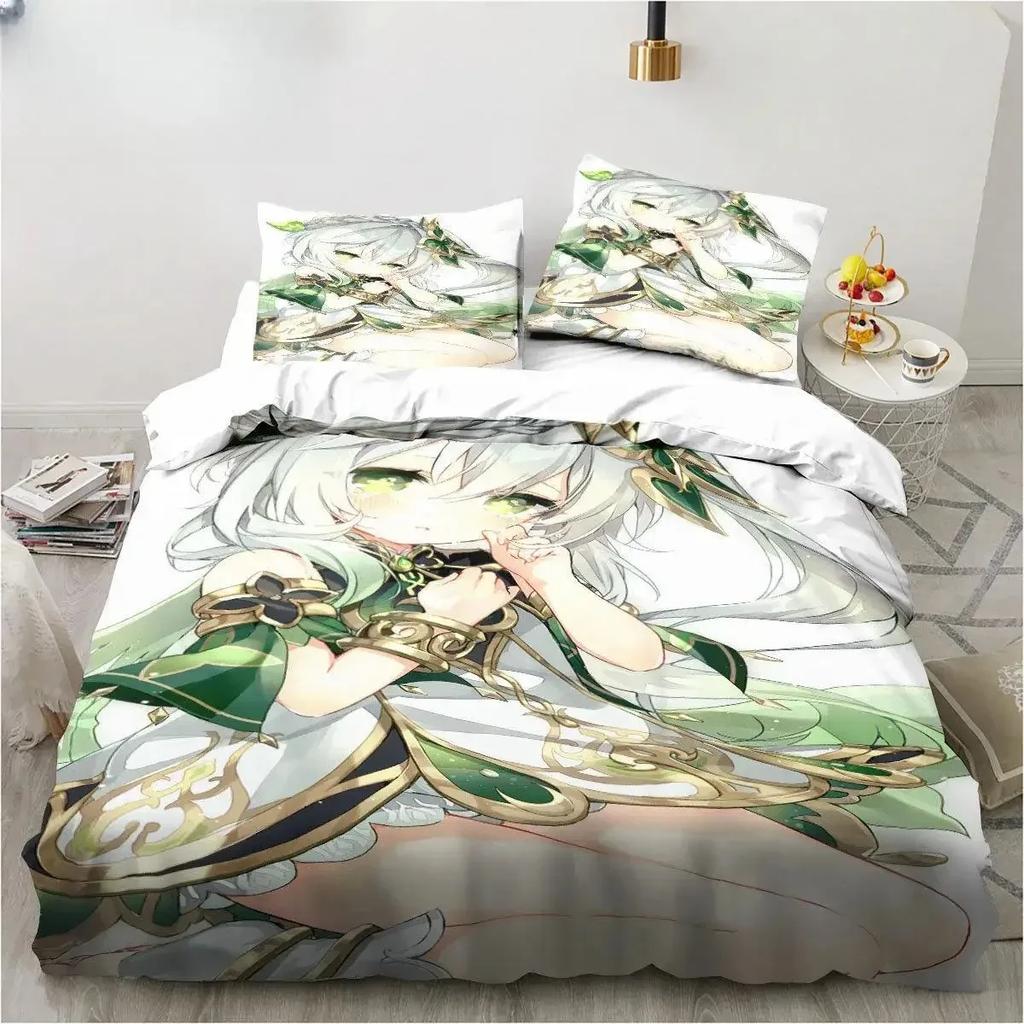 Genshin Impact Nahida Kawaii Cute Comfortable Duvet Quilt Cover Pillowcase Bedding Set Children Bedroom Decoration Home Textile